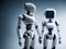 android, robot, cyborg, two robot holding hands generative ai illustration art