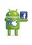 Android robot with facebook thumb and logo