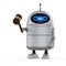 Android robot with gavel judge