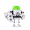 Android Robot with huge green brain. Artificial intellect concept
