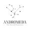 Andromeda. Stellar Star Logo Concept. Constellation with Text.
