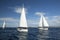 ANDROS, GREECE - Sailboat participate in sailing regatta