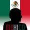 AndrÃ©s Manuel LÃ³pez Obrador, President of Mexico, silhouette portrait on the Mexican flag