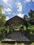 Andscape view with wooden hut during sunny day at Nohutu Eco tourism,Kota Belud,Sabah.