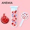 Anemia concept.Glass laboratory test tube and magnifier with blood analysis.Decrease of Erythrocytes or low hemoglobin.Iron defici