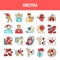 Anemia line icons set. Isolated vector element.