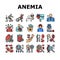 Anemia Patient Health Problem Icons Set Vector