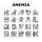 Anemia Patient Health Problem Icons Set Vector