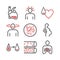 Anemia symptoms icons set. Medical and healtcare concept. Editable vector illustration in modern style.