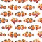 Anemonefish (Clownfish) shoal white seamless vector pattern