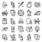 Anesthesia icons set, outline style