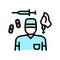 anesthesiologist anesthesia tool and drug color icon vector illustration