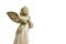 Angel. Antique statue isolated on white background. Retro filter and vintage styled