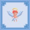 Angel baby with wings and halo. Pixel art character. Vector illustration