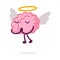 Angel Brain with Halo above its Head and Wings, Funny Human Nervous System Organ Cartoon Character Vector Illustration