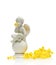 Angel cherub with yellow flowers on a white background