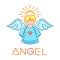 Angel color logo. Vector line icon isolated on white
