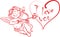 Angel Cupid with a bow and arrow shot in the heart that says I love you. in the vector to Valentine\'s day