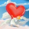 Angel Cupid brings heart of love.