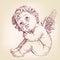 Angel or cupid little baby l hand drawn vector