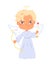 Angel cupid little boy, funny cherub or cute eros child holding bow and arrow with heart