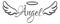 Angel doodle. Flying wings logo. Heaven symbol