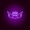 Angel face line icon in neon style. Signs and symbols can be used for web, logo, mobile app, UI, UX