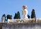 Angel figure statue on the Marco Nonio Balbo terrace in Parco Archeologico di Ercolano