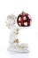 Angel figurine holding Christmas bauble