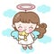 Angel girl Cute cartoon hug star Vector kawaii character sweet dream