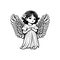 Angel girl Icon hand draw black colour easter sunday logo symbol perfect