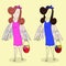 Angel Girls With Basket Of Flowers Flat Isolated 1