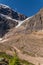 Angel Glacier hangs over a cliff below Mount Edith Cavell