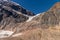 Angel Glacier hangs over a cliff below Mount Edith Cavell