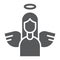 Angel glyph icon, decoration and peace, holy sign, vector graphics, a solid pattern on a white background.