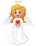 Angel hair blonde girl present a red heart