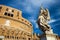 Angel holding a spear at Holy Angel Castle aka Castel Sant`Angelo in Rome, Italy.