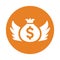 Angel investor, finance capital icon. Orange color