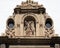 Angel and Lion sculpture portal Church of San Miquel Baja in the Albaicin neighborhood of Granada, Andalusia, Spain.