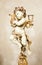 Angel with lyre ornament. Golden ornament. Vintage angel. Ceramic angel playing harp. Candle holder Cupid