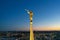 Angel Moroni of Mormon Church against night sky.