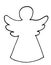 Angel outline, religious holiday decorative element, line art