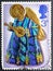Angel Playing Lute in vintage british stamp