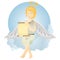 angel reading scroll. Vector illustration decorative design