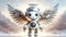 Angel Robot with Mechanical Wings and Halo