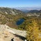 Angel`s staircase trail during fall with larch tree