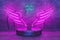 Angel shaped neon lamp with base for product display