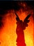 Angel Silhouette on a Fire Texture