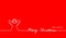 Angel simple outline and Merry Christmas text on red background. One continuous line vector drawing, web banner