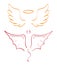 Angel sketch wing set vector. Marker hand drawn style of holy creations. Wing, feathers of bird, swan, eagle